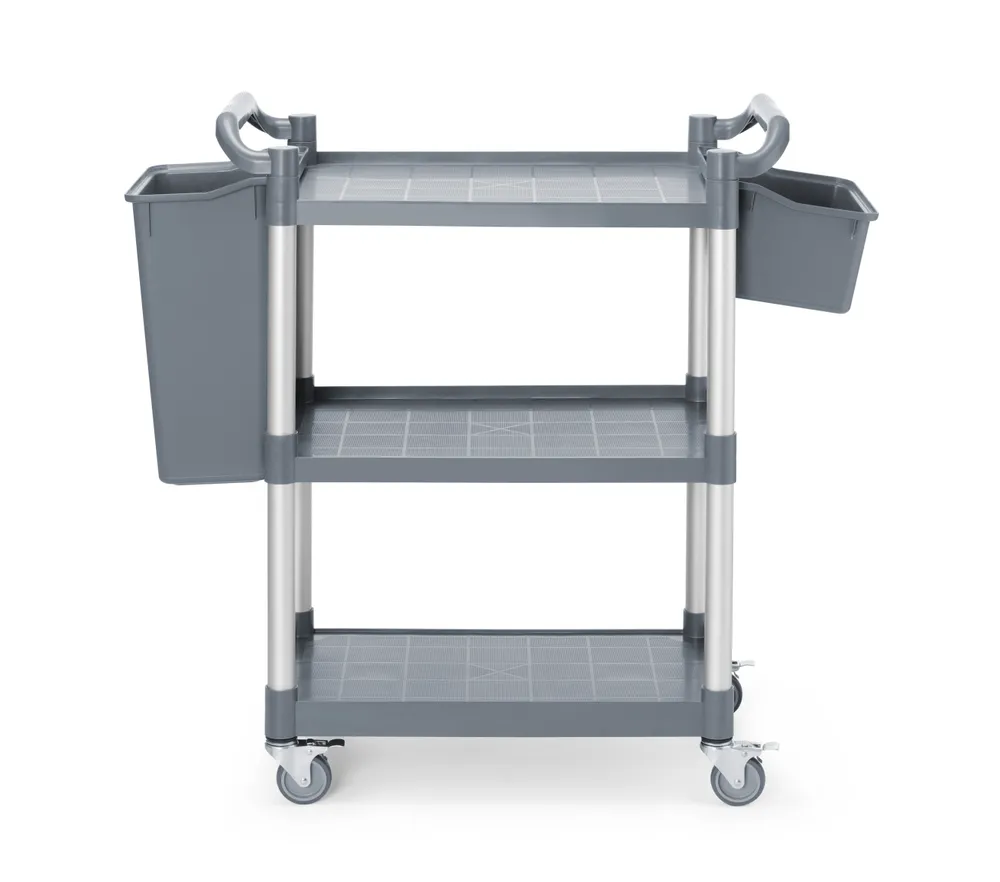 Chariot de service en polypropylène - 3 étagères, petit, AmerBox, 800x420x(H)945mm