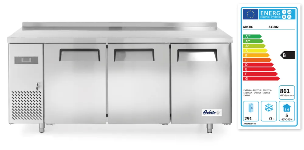 Réfrigérateur comptoir avec trois portes Kitchen Line 390L, Arktic, Kitchen Line, 291L, 230V/270W, 1800x600x(H)886mm