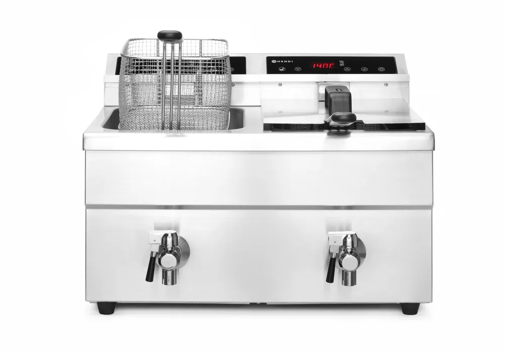 Friteuse à induction avec robinet de vidange - 2 x 8 l, HENDI, Profi Line, 16L, 230V/7000W, 577x609x(H)410mm