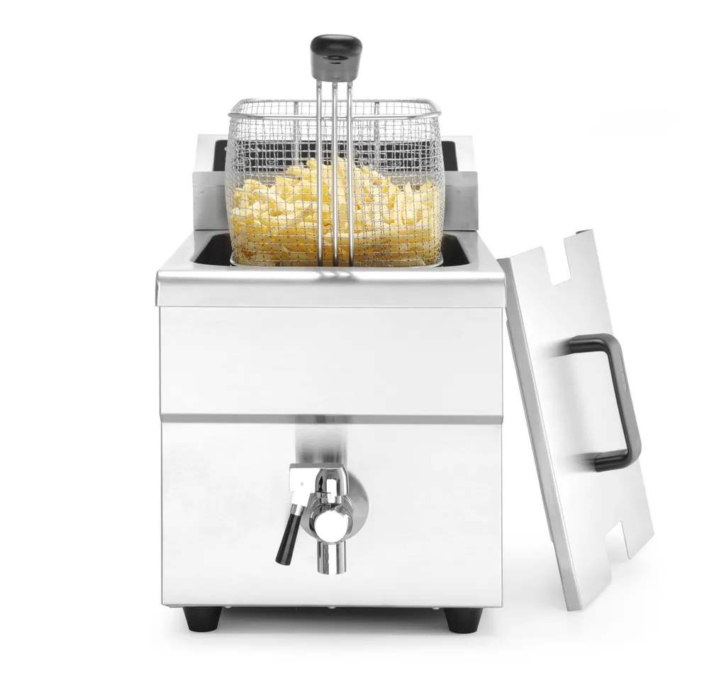Friteuse à induction avec robinet de vidange - 8 l, HENDI, 8L, Gris clair, 230V/3500W, 288x619x(H)408mm