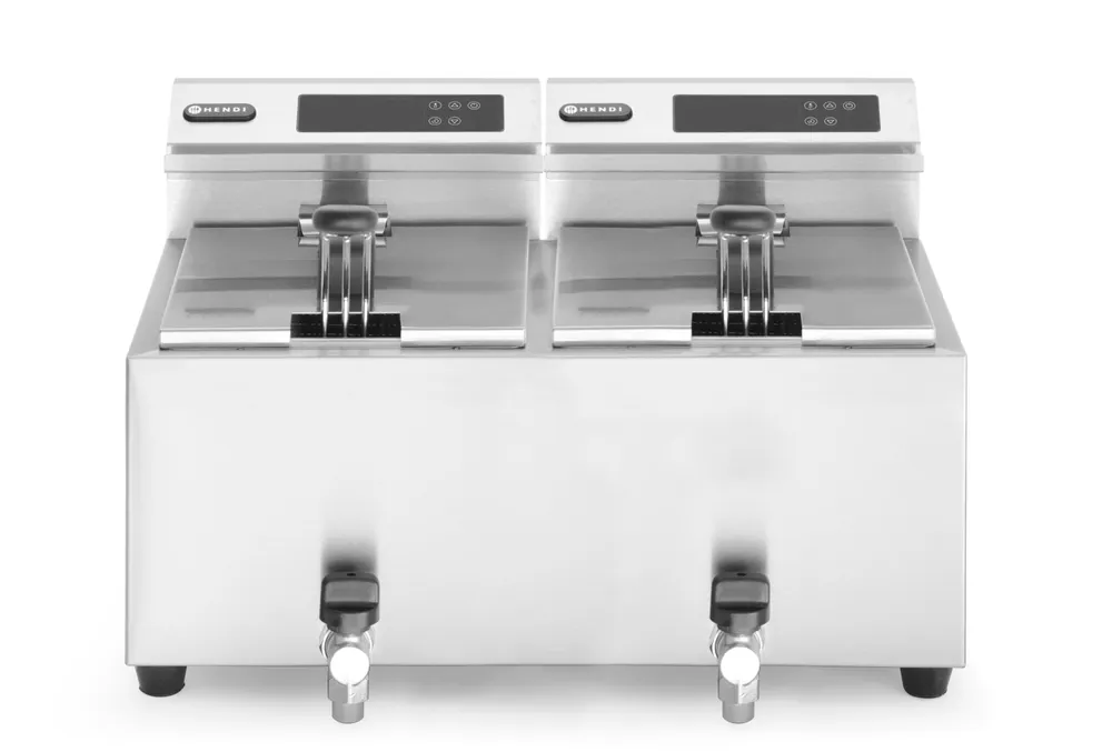 Friteuse Profi Line avec robinet de vidange numérique - 2 x 8 l HENDI 207376
