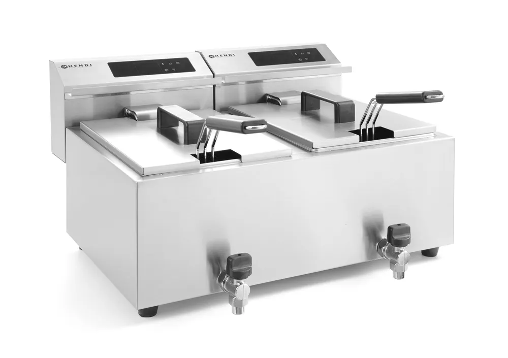Friteuse Profi Line avec robinet de vidange numérique - 2 x 8 l HENDI 207376