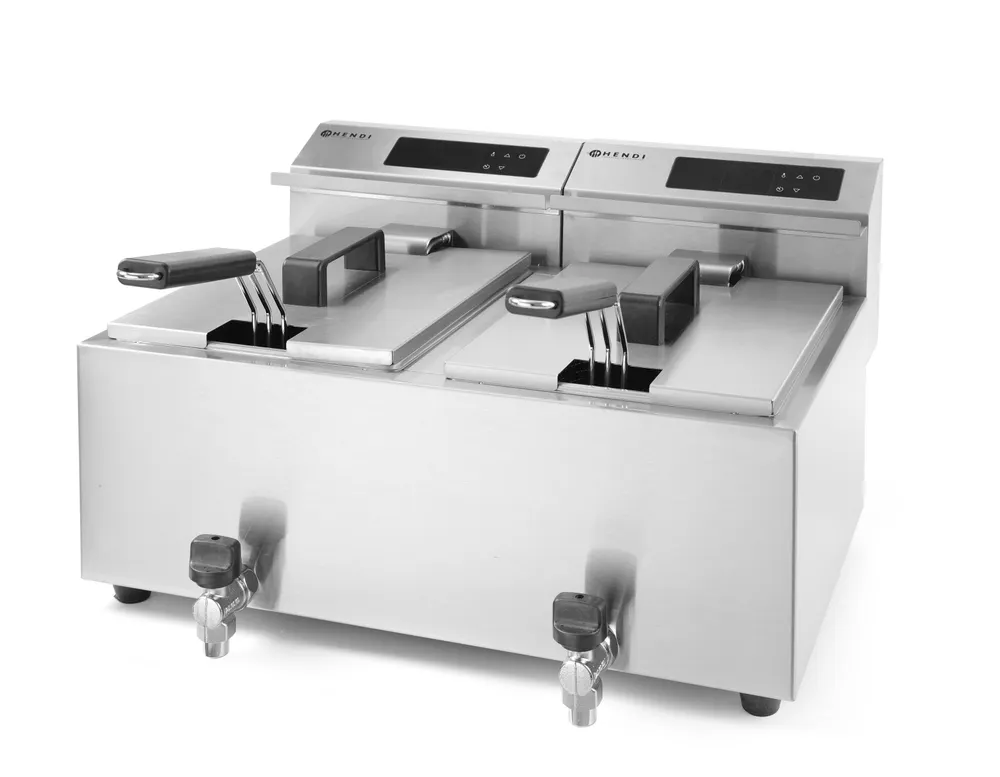 Friteuse Profi Line avec robinet de vidange numérique - 2 x 8 l HENDI 207376