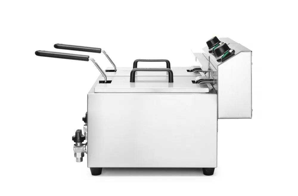 Friteuse Profi Line avec robinet de vidange - 2 x 8 l, HENDI, Profi Line, 16L, 230V/7000W, 610x515x(H)369mm