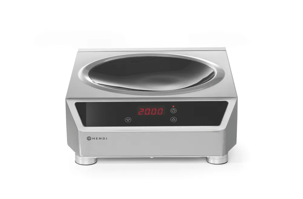 Wok à induction modèle 3500, HENDI, Profi Line, set plaque induction wok + wok, 230V/3500W, 340x450x(H)295mm