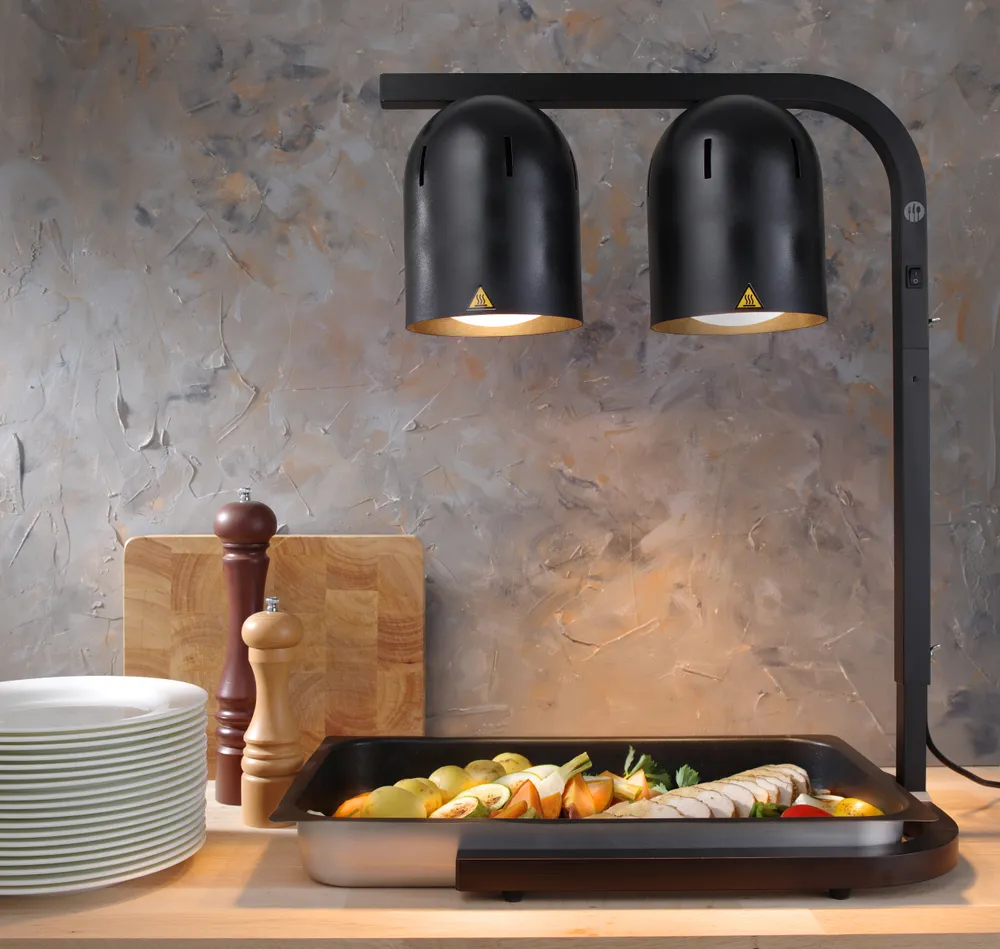 Portique chauffe-plat avec 2 lampes infrarouges, HENDI, Noir, 230V/250W, 453x360x(H)790mm