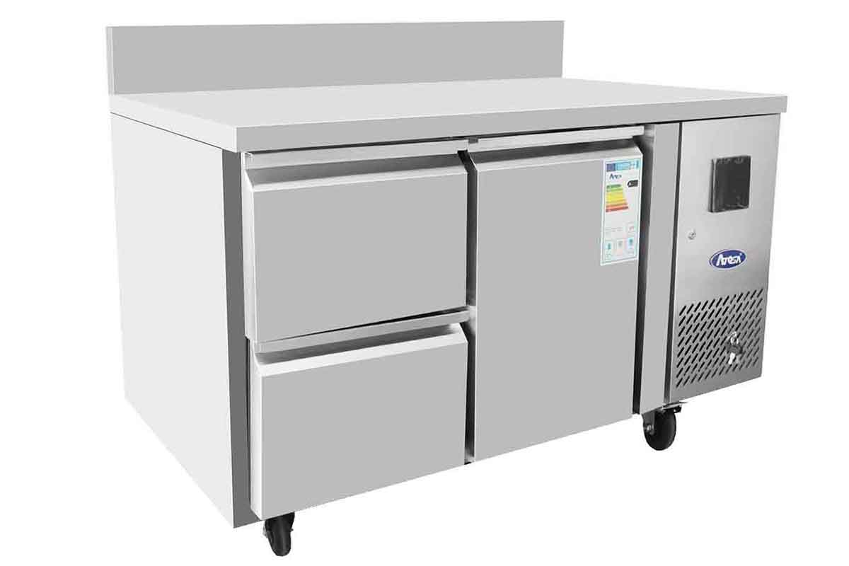 TABLE POSITIVE 1 PORTE 
+ 2 TIROIRS 1/2 DIM 1360x700x840 ATOSA EPF3523GR-SB