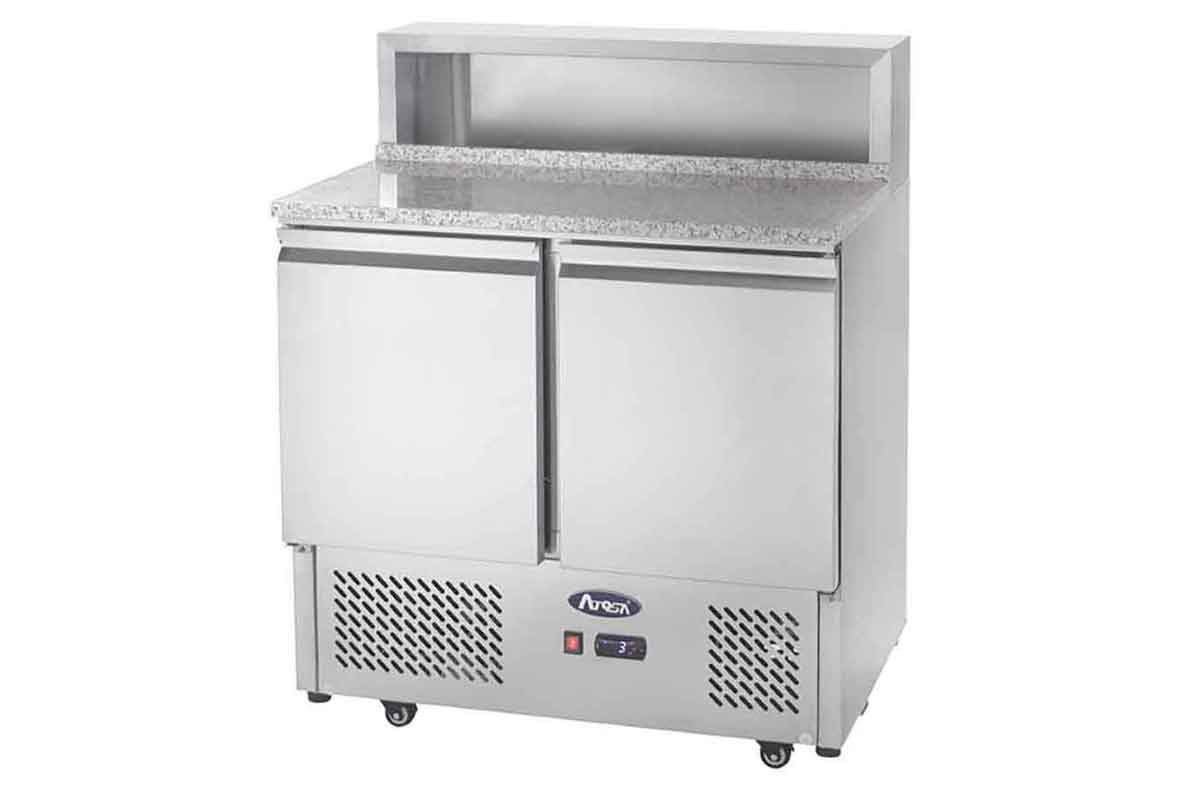 MEUBLE A PIZZAS COMPACT DESSUS INOX 2 PORTES  DIM 900x700x1110 ATOSA ESL3831GR