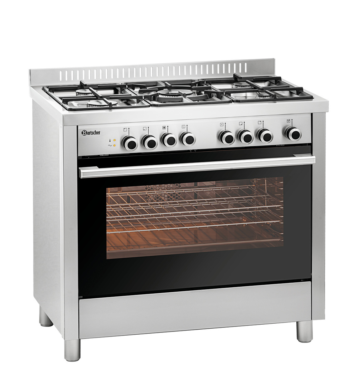 Cuisinière à gaz 5 feux sur four porte vitrée - BARTSCHER - BGH 600-521 - 1519821