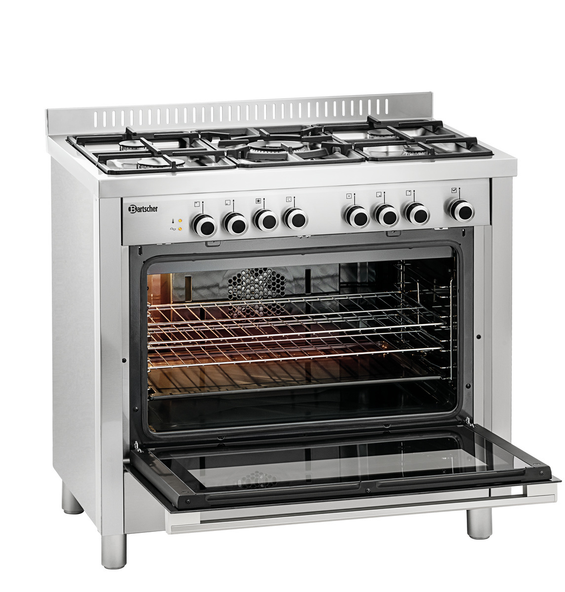 Cuisinière à gaz 5 feux sur four porte vitrée - BARTSCHER - BGH 600-521 - 1519821