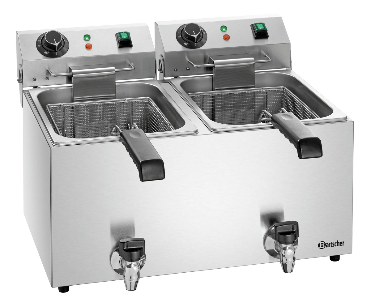 Friteuse électrique à poser SNACK IV Plus avec robinet de vidange- 8+8 litres - BARTSCHER - A162824E