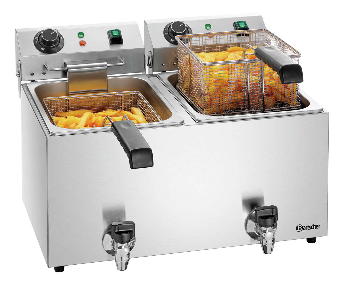 Friteuse électrique à poser SNACK IV Plus avec robinet de vidange- 8+8 litres - BARTSCHER - A162824E