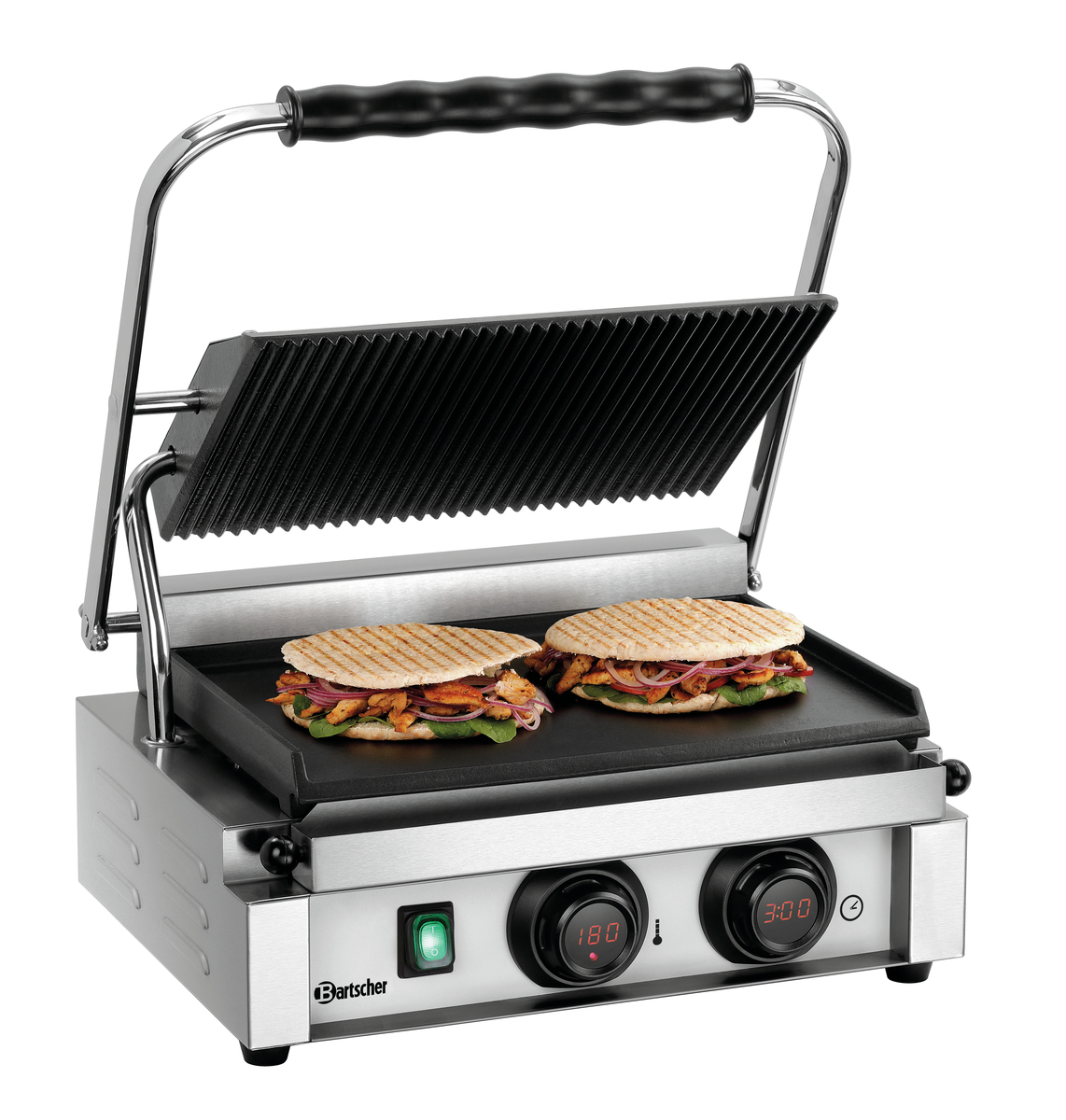Grill panini mi-lisse / mi-rainuré Panini-MDI 1G - régulation digitale - BARTSCHER -  A150976