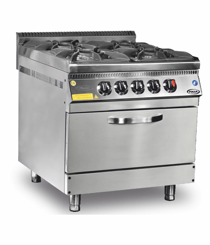 Piano 4 feux avec four à GAZ - PIMAK -  90S-M015-4F