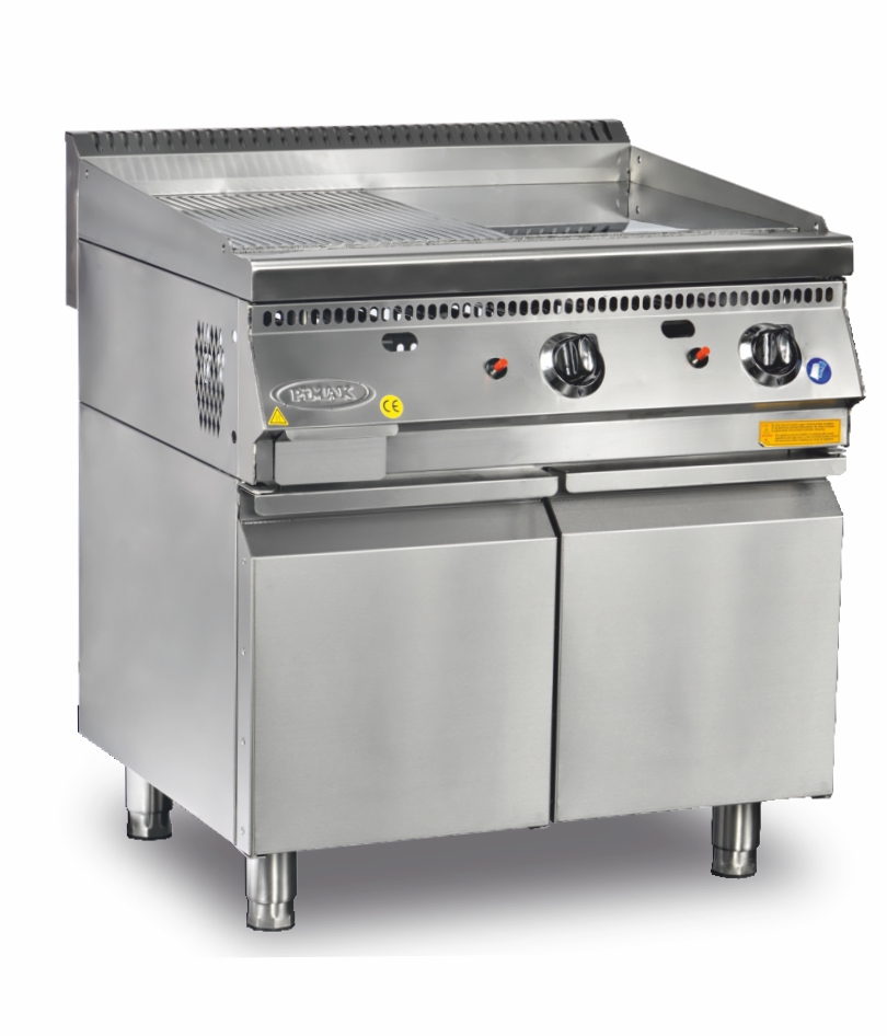 Plaque à snacker lisse 80cm à GAZ sur coffre- PIMAK -  IZ3/90SD-M171-1