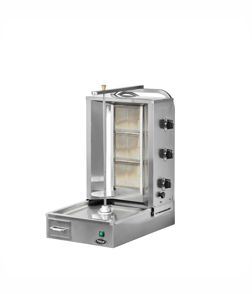 Machine à Doner kebab moteur en bas 3 radiants à GAZ - PIMAK -  DO6/M77-(3A)