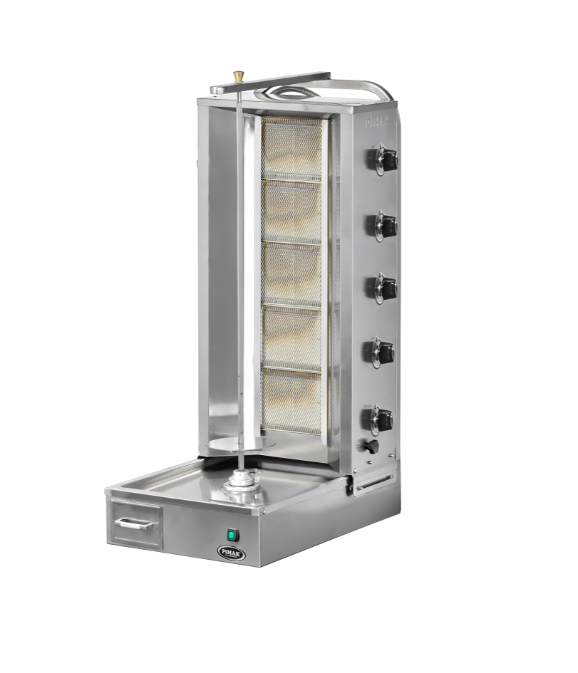 Machine à Doner kebab moteur en bas à 5 radiants GAZ - PIMAK -  DO8/M77-(5A)