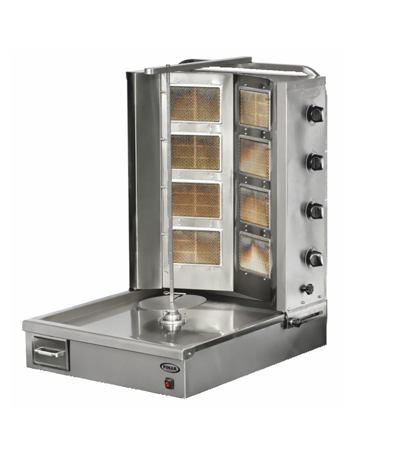 Machine à kebab 4+4 feux à simple broche en V à GAZ - PIMAK -  DO1/M077-4V