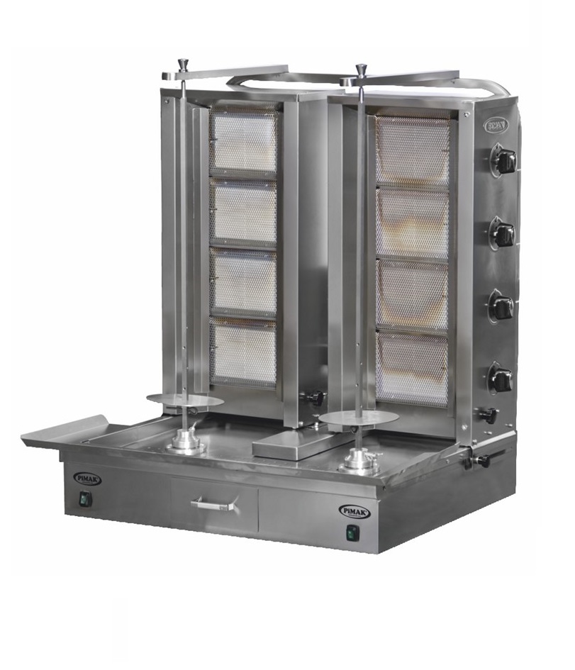 Machine à kebab double broche 4+4  à GAZ - PIMAK -  DO1/M77-4+4