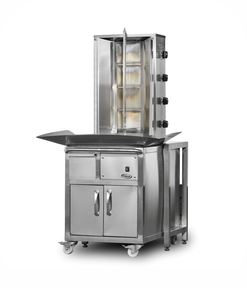 Machine à Doner kebab sur chariot 4 feux  à GAZ - PIMAK -  DO7/M077-X4