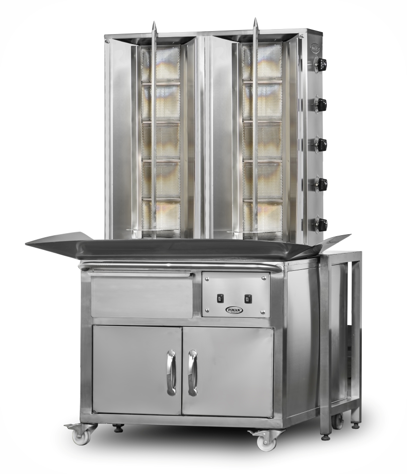 Machine à Doner kebab sur chariot 5+5 feux  à GAZ - PIMAK - DO2/M077-X5+5