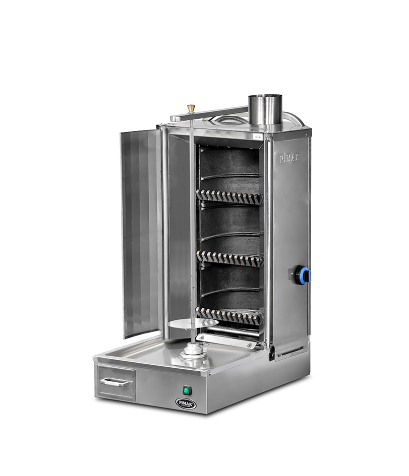 Machine à Doner kebab au charbon - motorisé  3 foyers  - PIMAK -   M77-(3K)