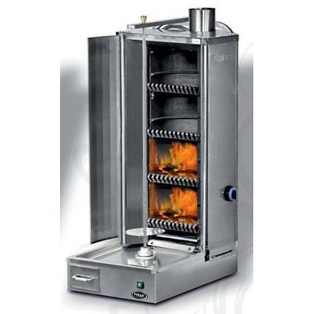 Machine à Doner kebab au charbon - motorisé  4 foyers  - PIMAK -  M77-(4K)
