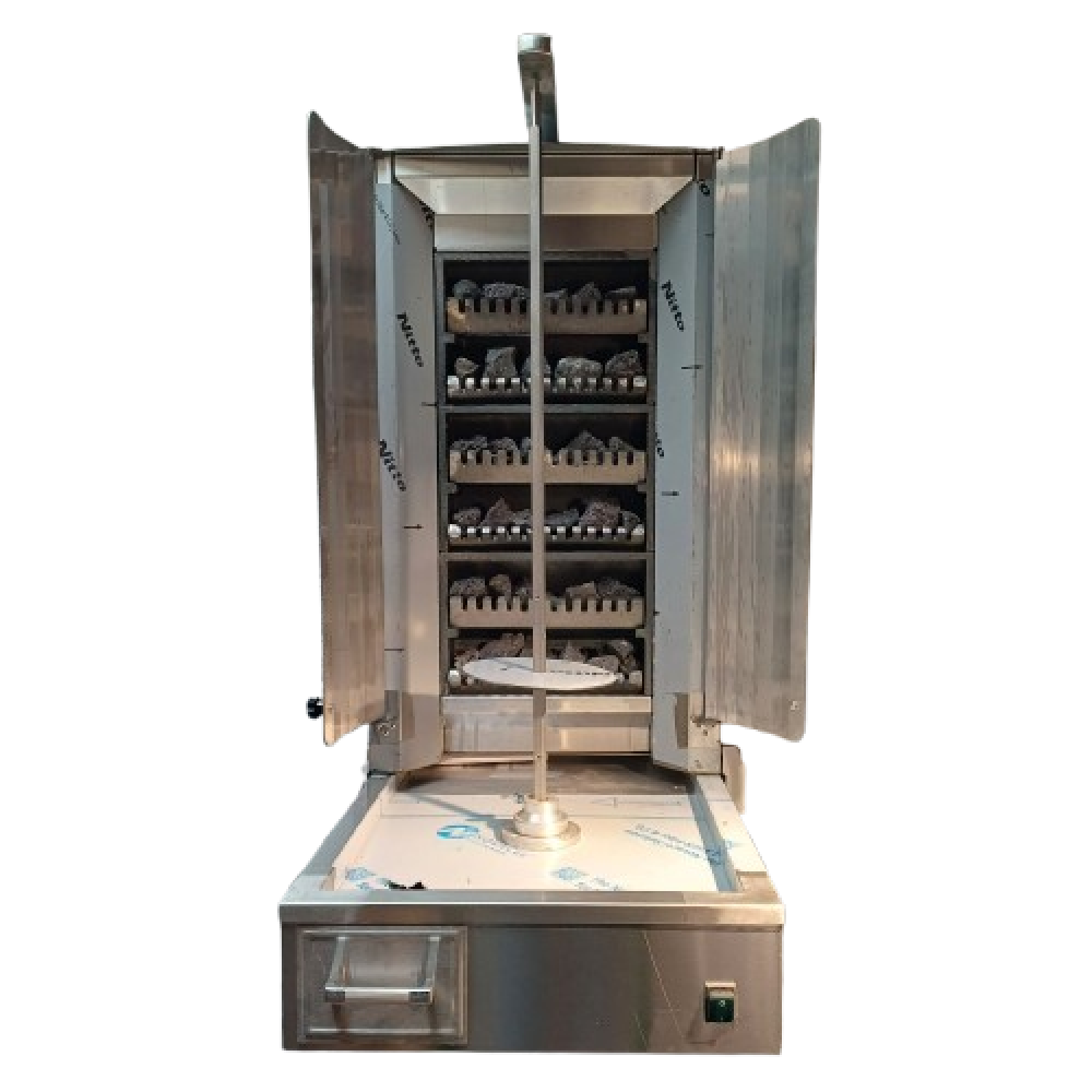 Machine à Doner kebab pierre de lave - motorisé 3 foyers - GAZ  - PIMAK - M77-(3L)