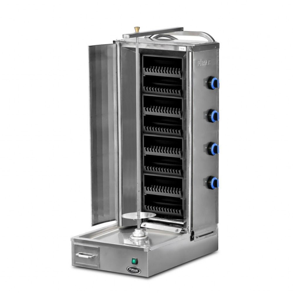 Machine à Doner kebab pierre de lave - motorisé 4 foyers - GAZ  - PIMAK - M77-(4L)