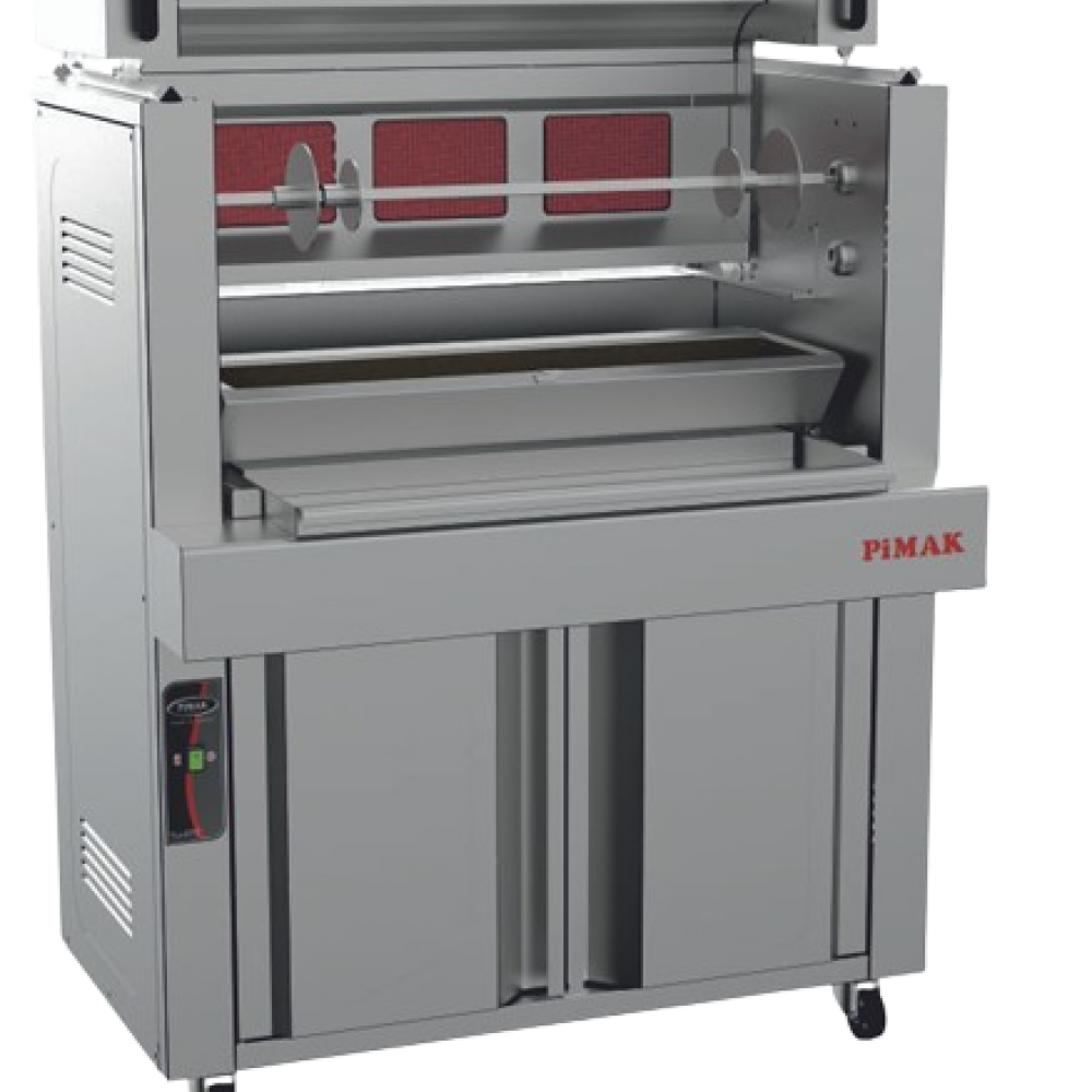 Machine à kebab CAG à GAZ et CHARBON -  horizontal 3 radiants - PIMAK - PMK-CKM