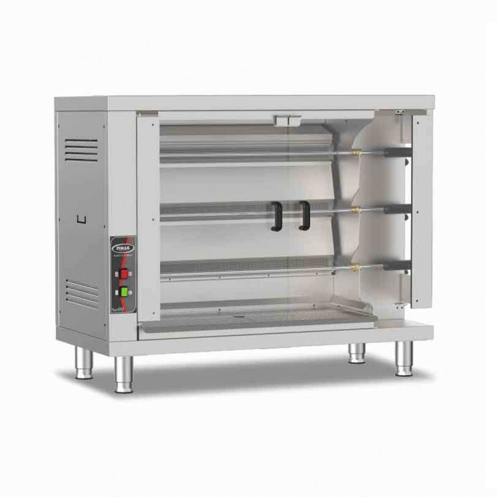 Rôtissoire à radiants 3 broches poignée / 18 poulets à GAZ - PIMAK -  M003R -