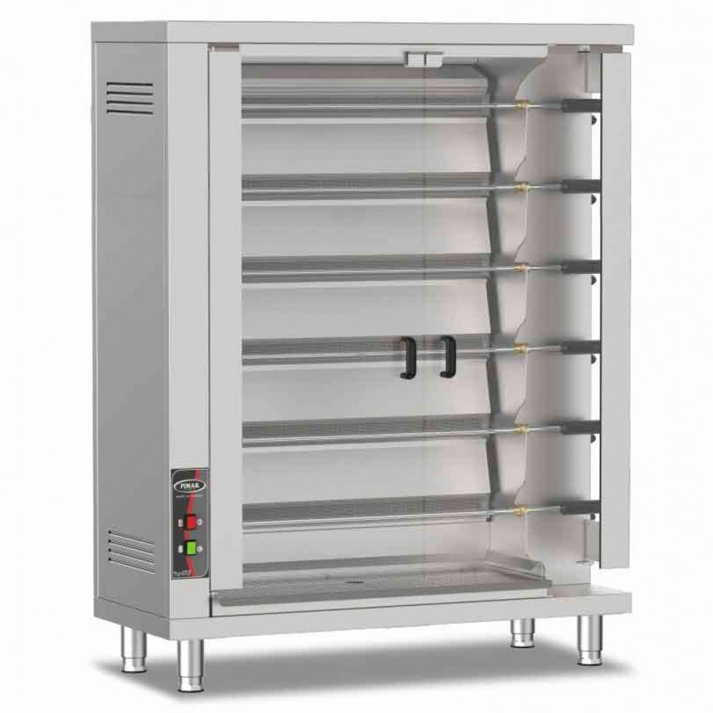 Rôtissoire à radiant 6 broches poignée / 36 poulets à GAZ - PIMAK -  M006R