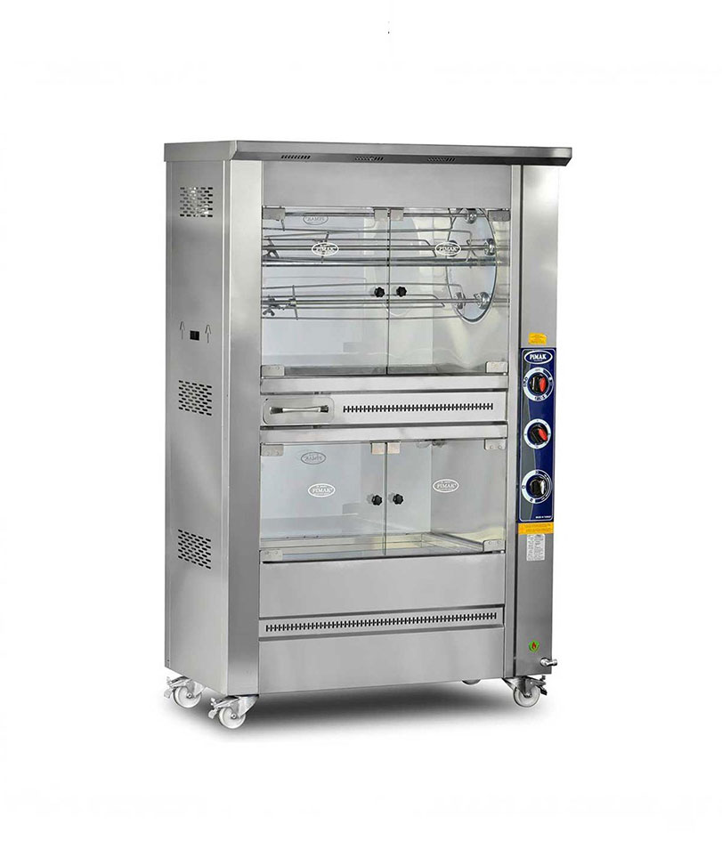 Rôtissoire à tambour 1 étage de cuisson 1 étage maintien chaud  5 broches +20 poulets ELECTRIQUE - PIMAK -  M007-E