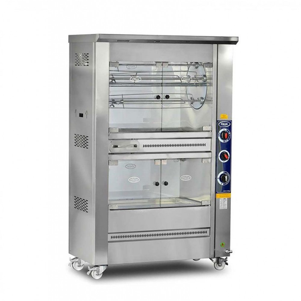 Rôtissoire à tambour 1 étage de cuisson 1 étage maintien chaud  5 broches +25 poulets ELECTRIQUE - PIMAK -  M008-E
