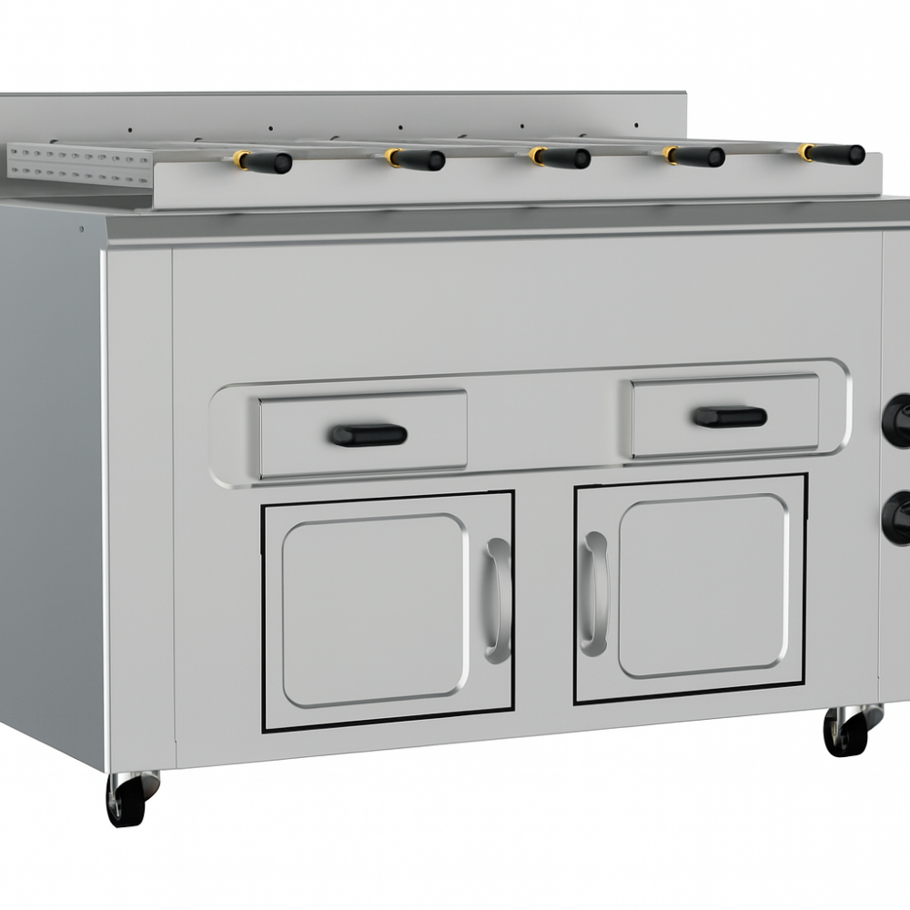 Rôtissoire horizontale churrasqueira à charbon 6 paniers - PIMAK -  KM012X-6S