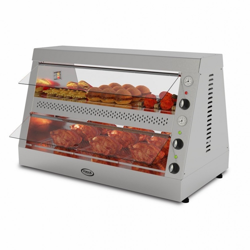 Vitrine de maintien chaud poulet frit 2 étages 4x GN1/1 + 4x GN 2/3 - PIMAK -  M00-T/5