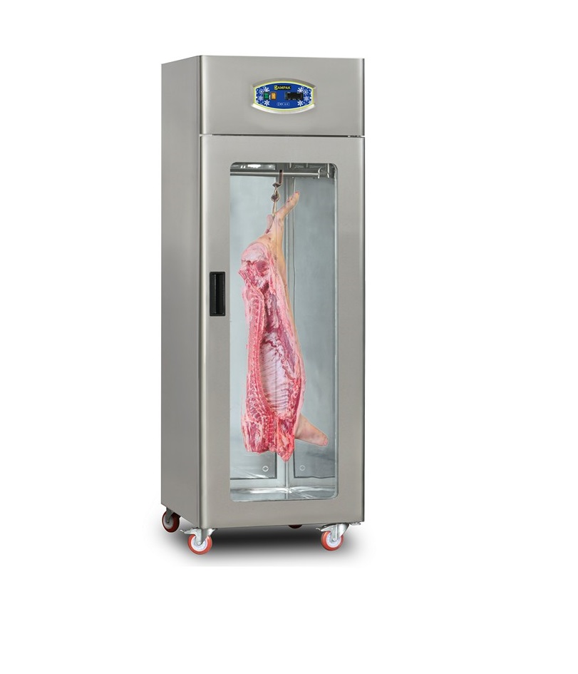 Armoire réfrigérée statique avec portique à viande 1 porte vitrée et arrière vitré - DAMPAK - 22DBS1C-GN.45