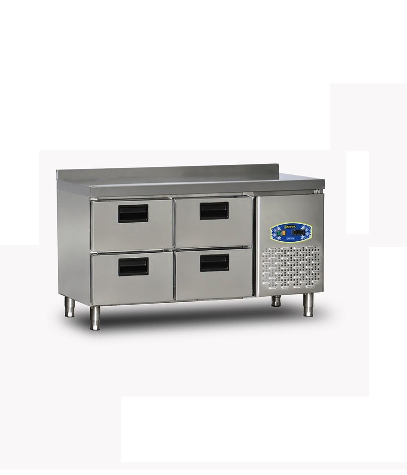 Table réfrigérée/Desserte 4 tiroirs - profondeur 70cm - DAMPAK -  22TBF0S-70.4C