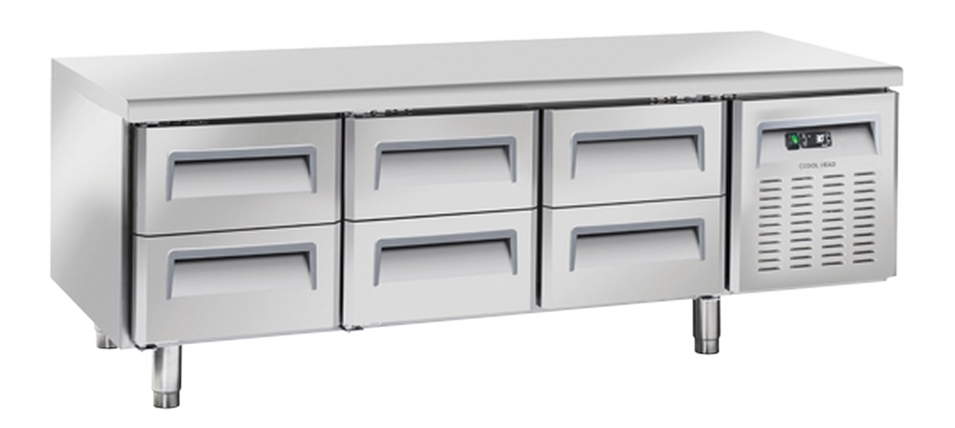 Soubassement réfrigéré avec 6 tiroirs - profondeur 70cm - DAMPAK - 22CBF0S-70.6C