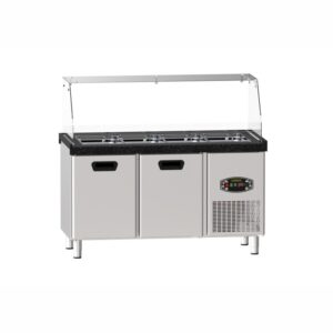 Bain marie à eau + 2 portes réfrigéré sur pied - DAMPAK  - 22TBF0S2.1-PA70