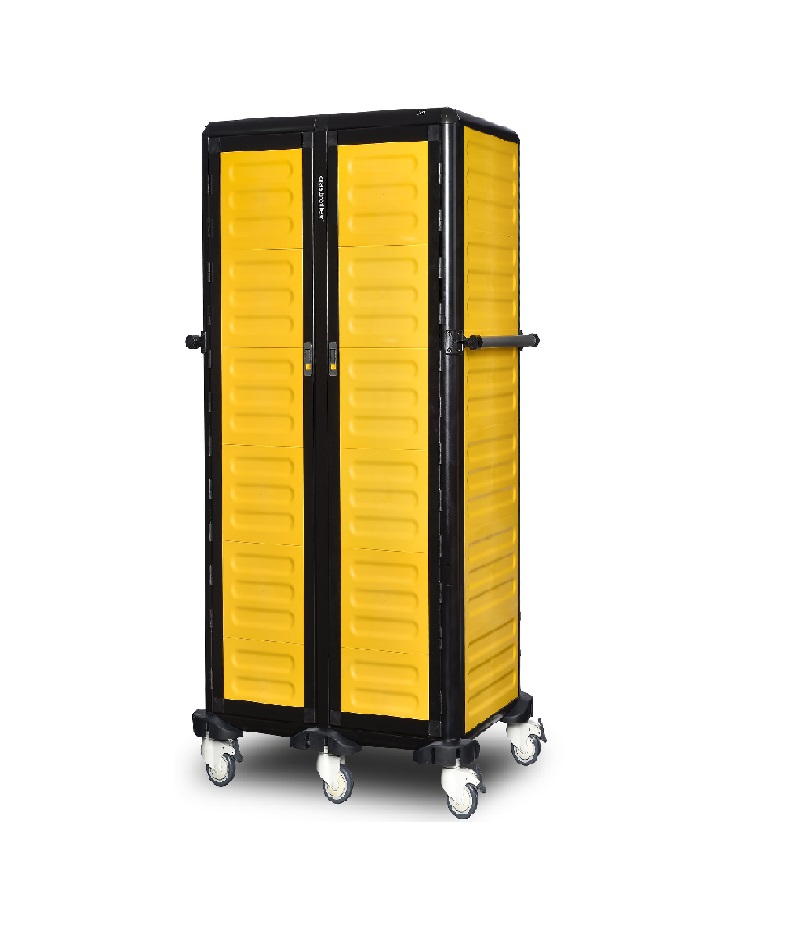 Chariot à plateau -  complètement fermé avec porte battante double 15 niveaux - GASTROLLEY - G.ST.150.D.4