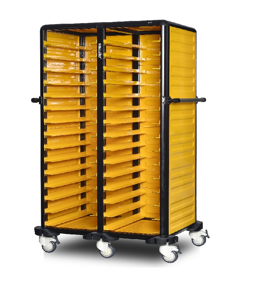 Chariot de transport bacs GN 1/1  ouvert en façade double 15 niveaux - GASTROLLEY -  G.GN.150.D.3