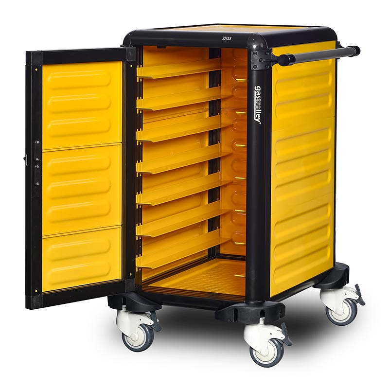 Chariot de transport bacs GN 1/1   complètement fermé avec porte battante simple 7 niveaux - GASTROLLEY - G.GN.75.S.4