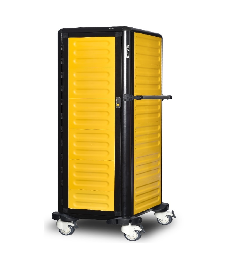 Chariot de transport bacs GN 1/1   complètement fermé avec porte battante simple 15 niveaux - GASTROLLEY - G.GN.150.S.4