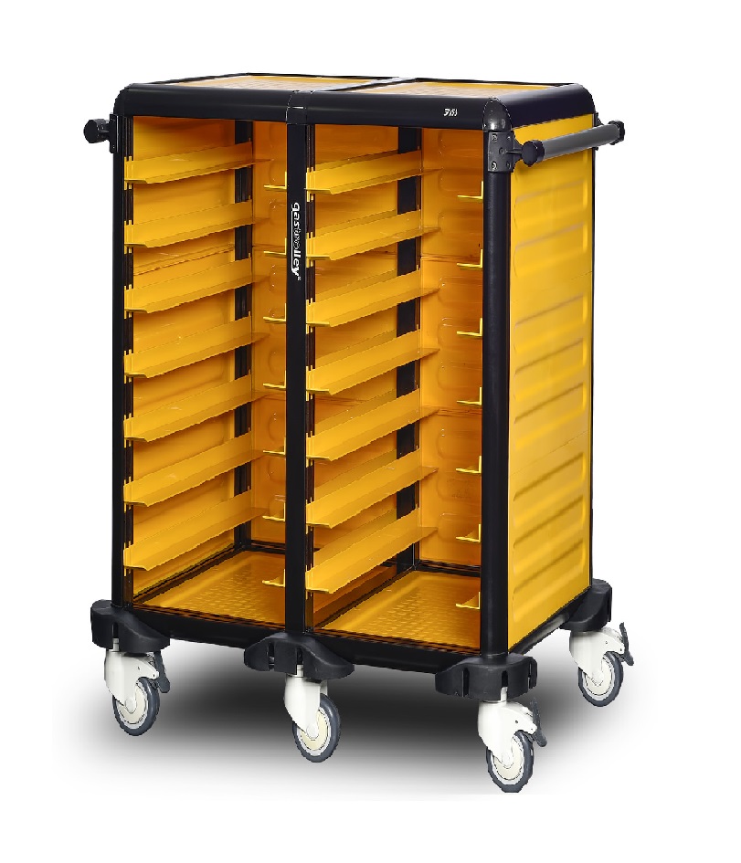 Chariot à plateau thermo  9+9 niveaux ouvert en façade - GASTROLLEY -  G.TT.18.D.3