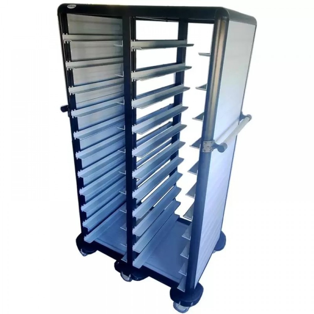 Chariot à plateau thermo  9+9 niveaux complètement fermé avec porte battante - GASTROLLEY -   G.TT.18.D.4