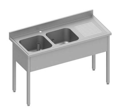 Plonge double bac sans étagère basse 140x60cm - PIMAK - M029PİMAK.14060.17