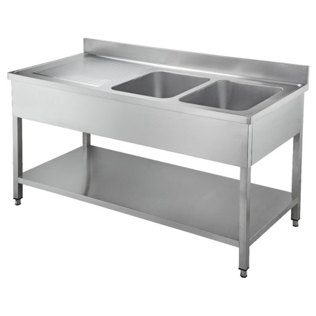 Plonge double bac avec étagère basse 120x70cm - PIMAK - M029T PİMAK.12070.17