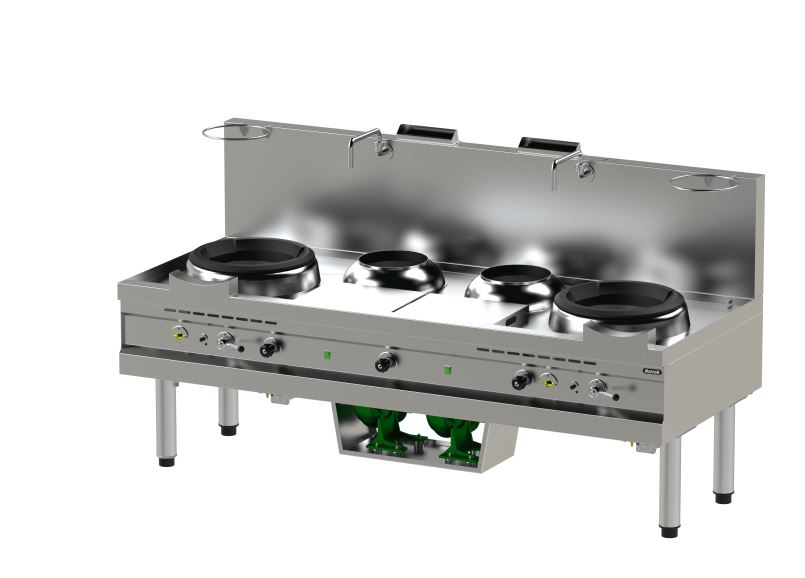 WOK TURBO GAZ SERIE 900 - 2 BRULEURS + 2 NEUTRES - 2 X 40 KW