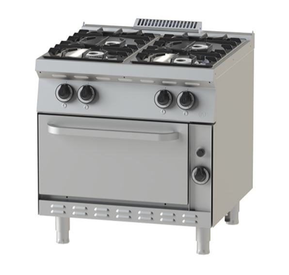 FOURNEAU GAZ 4 FEUX - FOUR GAZ GN2/1 - 28.5 KW - SERIE 750